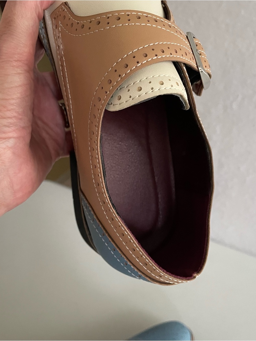 🔥Brogue Wingtip Spectator Loafers Blue/Beige/Cream NWT – US 9.5/10 (EU size 43) - Picture 10 of 11